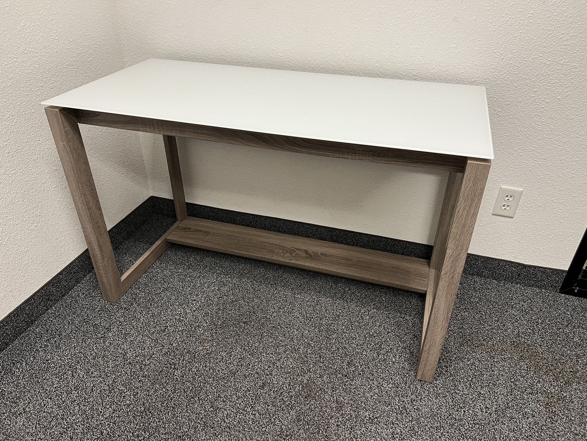 Contemporary Table Or Desk With Tempered Glass Top 47x22x30