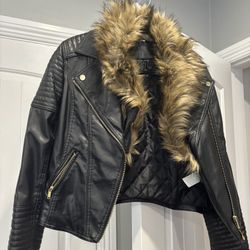 Black Faux Leather Jacket Size 6