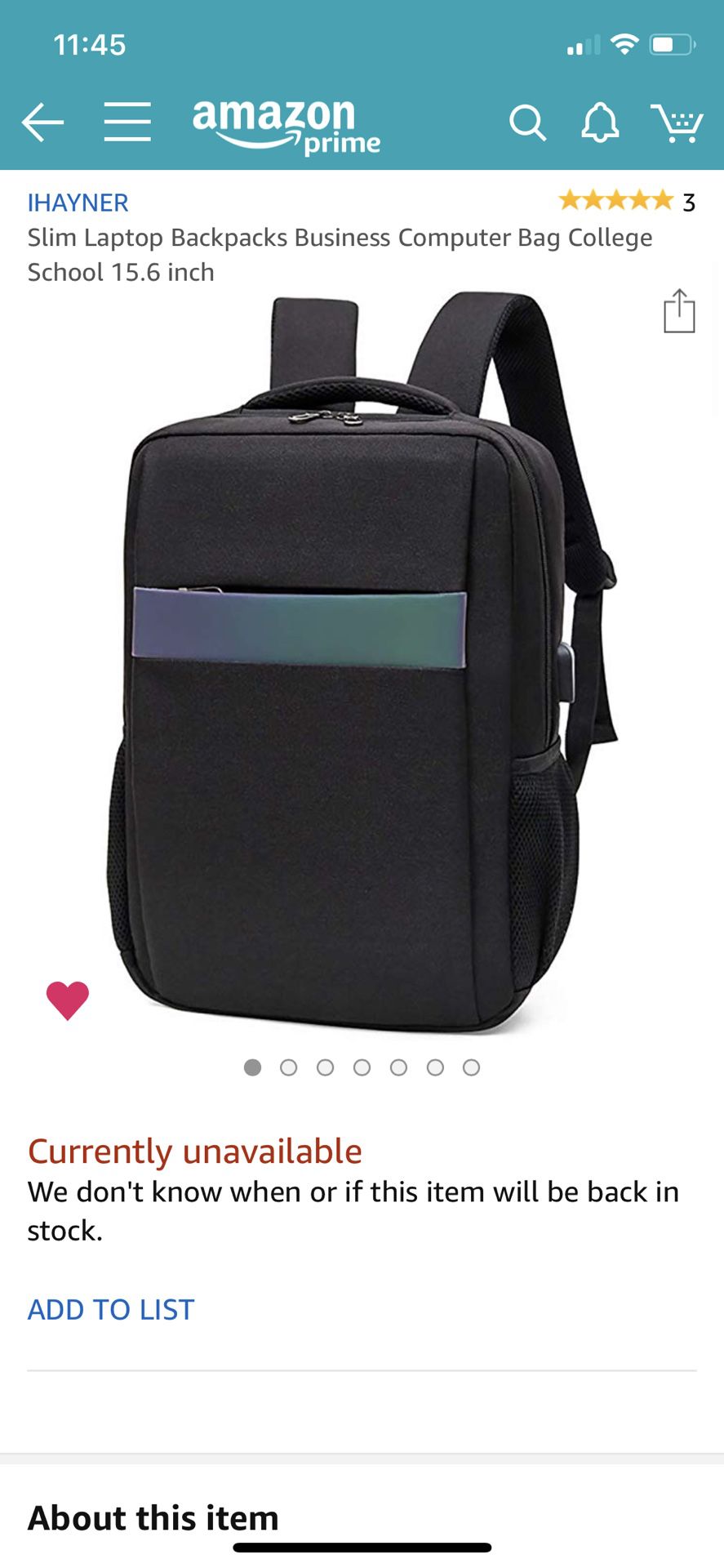 Slim Black Laptop Backpack