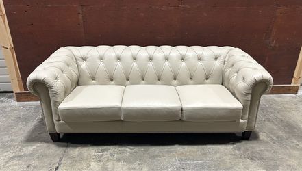 Baldwin Top Grain Leather Sofa – Cream