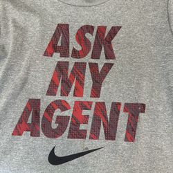 Nike Youth "Ask My Agent" Graphic Tee Gray Size 6-7 Short Sleeve