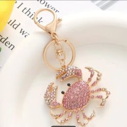 Pink Crab Bling Bag Charm/keychain