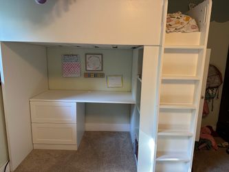 IKEA SMÅSTAD Loft bed frame, desk and storage, white, Twin