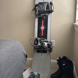 Burton snowboard, bindings, boots and goggles size 10