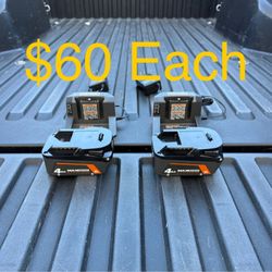RIDGID 18V MAX Output 4.0 Ah Battery & Charger **2 Available, $60 Each**