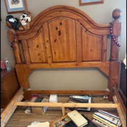 Solid Wood Queen Bed Frame. Pu Bridgewater. Great Used Condition. Footboard Needs To Be Sanded And Restained