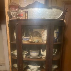 HUGE Antique Real Wood China Cabinet