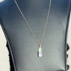 14k yellow gold 2 CT CZ stone pendant Necklace & 14k yellow gold 15” chain