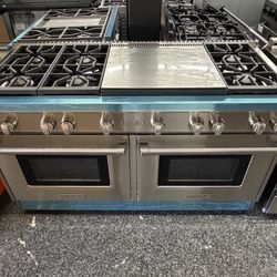 Wolf Stainless Steel All Gas 60 Inch Range Stove Double Oven