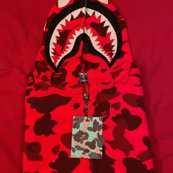 Red Full Zip Bape Hoodie