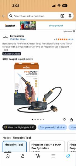 Bernzomatic FirePoint Creator Tool Precision Flame Torch