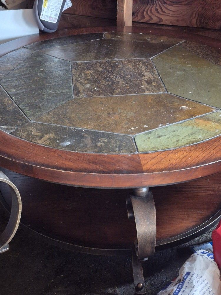 RETRO SLATE COFFEE TABLE & TWO END TABLES