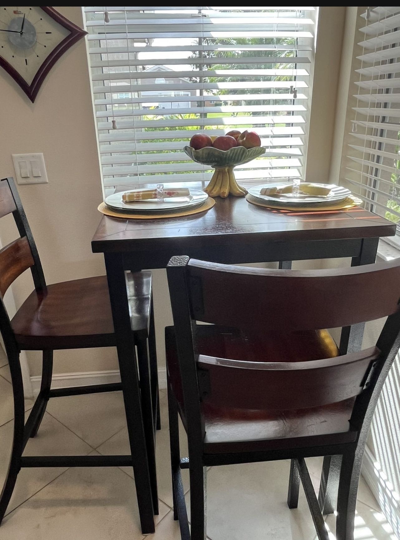 Bar Stools And Table, Real Wood