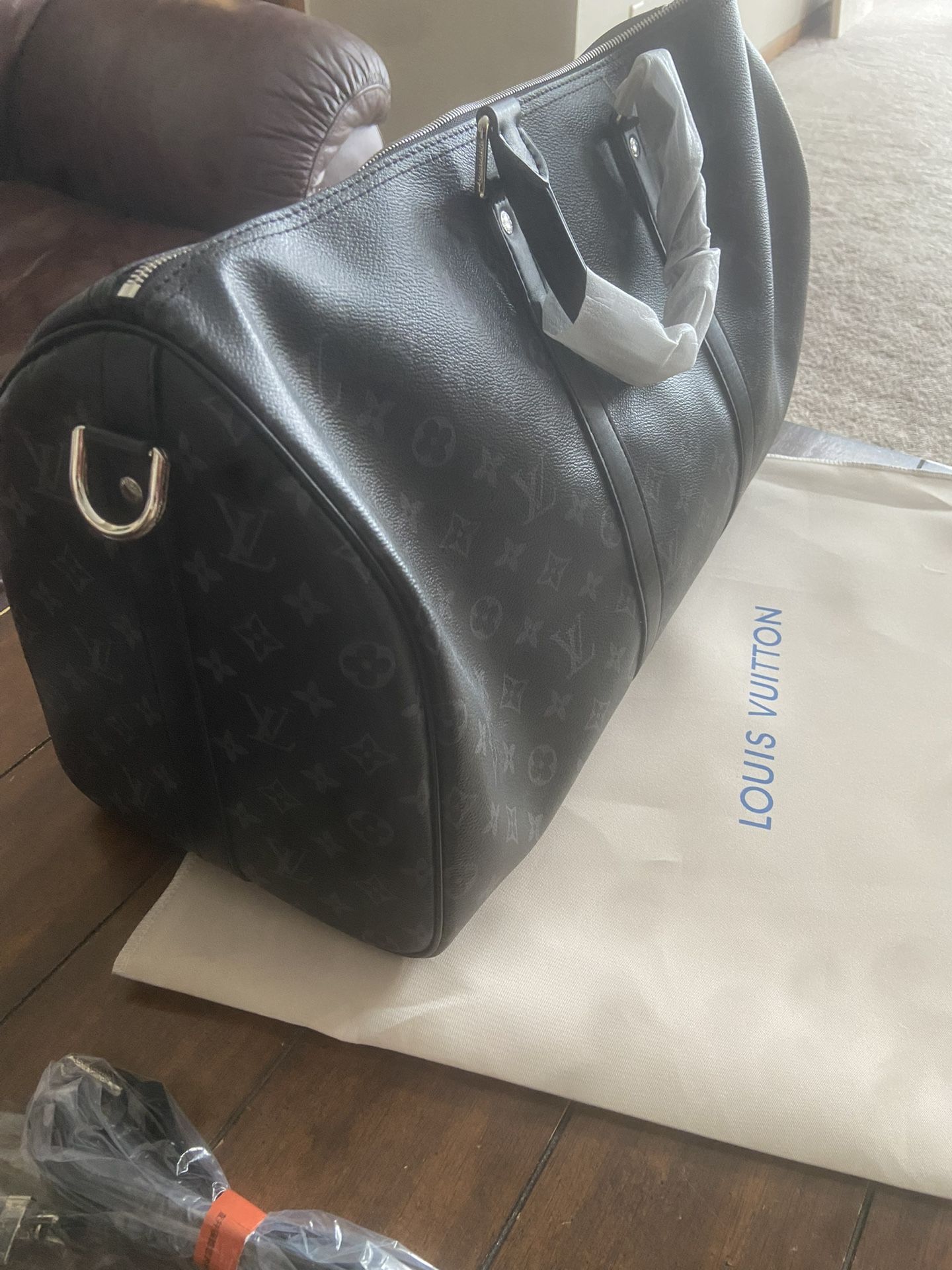 Black Leather Duffel Bag
