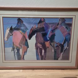 Veloy Vigil Framed Art Print 30x40" Native American Horse Southwestern Santa Fe