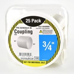 Charlotte Pipe
3/4 in. PVC Schedule 40 S x S Coupling Pro Pack (25-Pack)