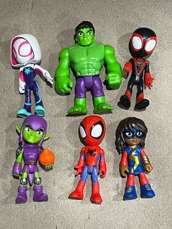 Marvel Spidey and friends lot of 6 figure 4” Hulk Miles Gwen Goblin Spider-Man