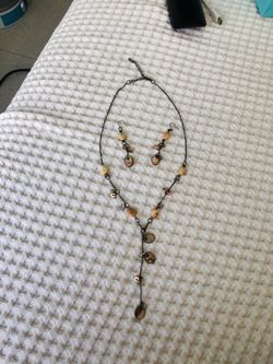 Peach Necklace & Earring Set