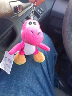 Pink Yoshi Super Center Plush Keychain With Tag