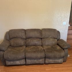 brown 3 seat sofa/couch recliner 