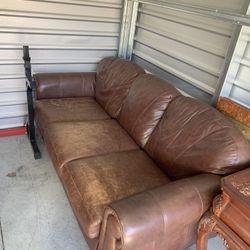 Brown Leather Couch 