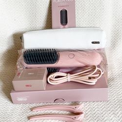 New, TYMO Cordless Hair Straightener Brush - Porta PRO Dual Power, Upgrade, Pink