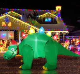 5ft Inflatable Christmas Stegosaurus LED Flashing Lighting Blow Up