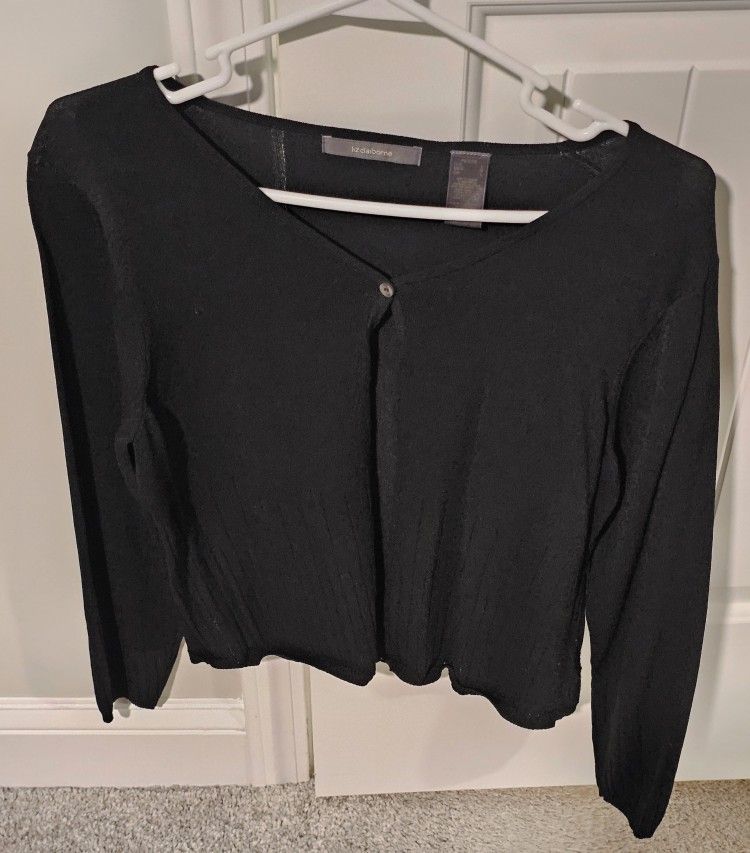 Liz Claiborne Black Petite Cardigan - Size Petite L