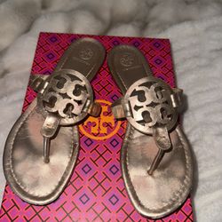 Barely Used Metallic Tory Burch Sandals 