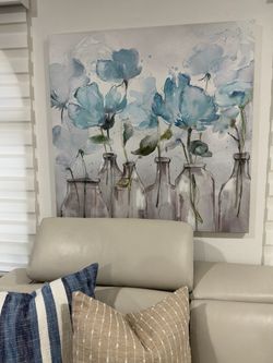 Blue Floral Watercolor Canvas Wall Art