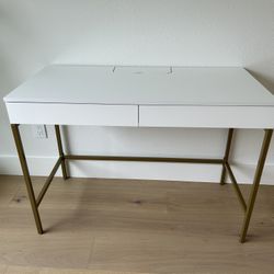 Desk Gold And White