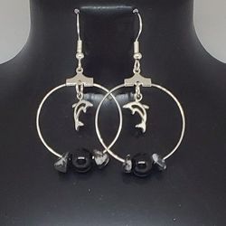 Dolphin Hoop, Pierced Earrings