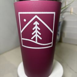 Adventure Awaits! ✨ Columbia Double Wall Maroon Tumbler – Mountain & Pine Design
