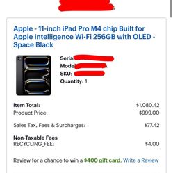 11-inch iPad Pro M4 256GB OLED NO TRADES (READ Description)