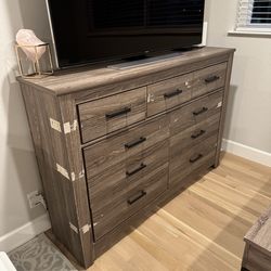 Wood Dresser, nightstands, bed frame, mattress