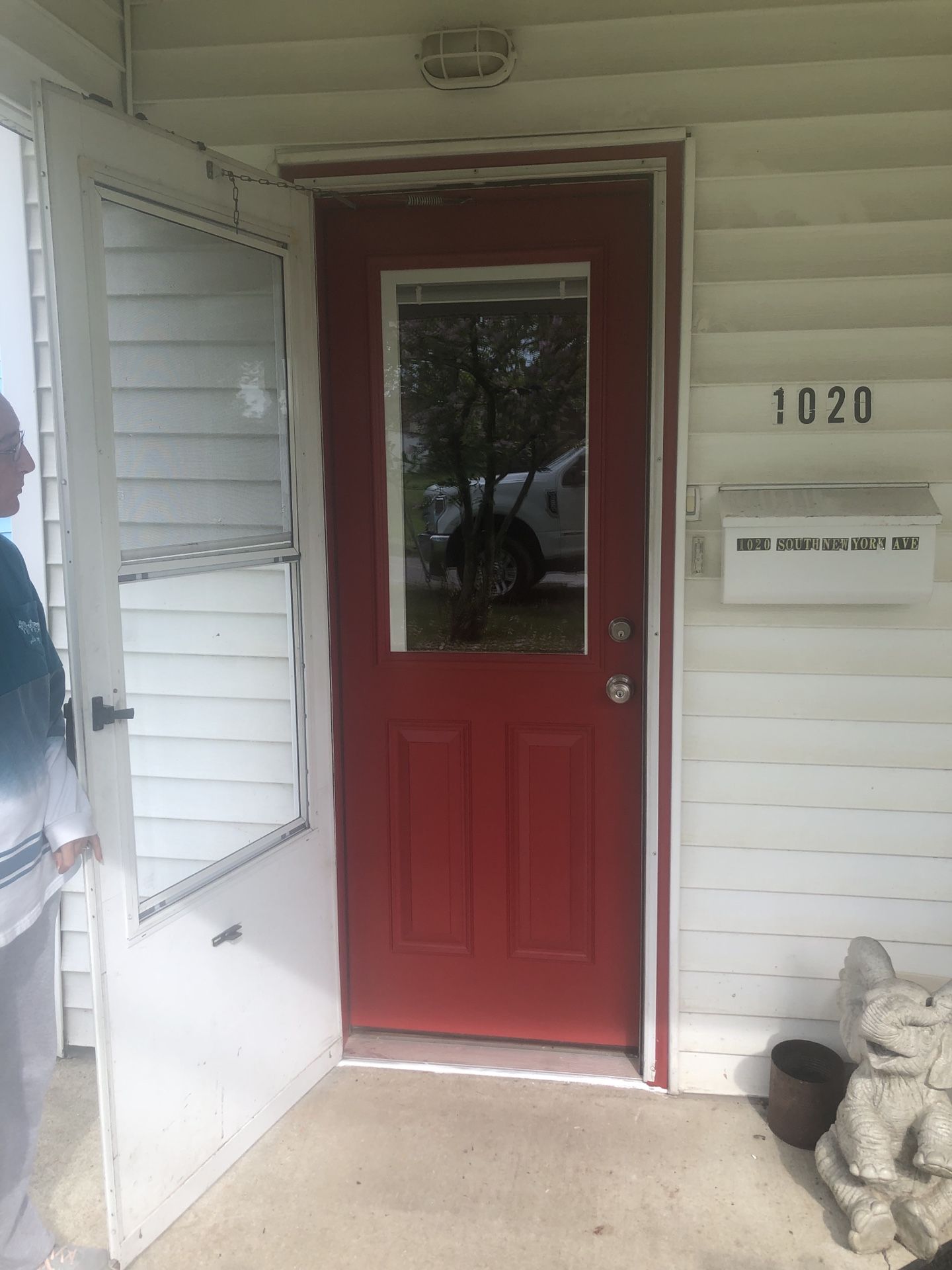 32” x 80” Standard Size Red Door w half blinds built in the Glass Entry Door