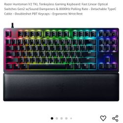Razer Huntsman V2 TKL Gaming Keyboard: Fast Linear Optical Switches Gen2 w/Sound Dampeners & 8000Hz Polling Rate