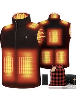 Heated Fleece Vest w/ 20000mAh Battery Pack 7.4V (Rechargeable) Size XL Black