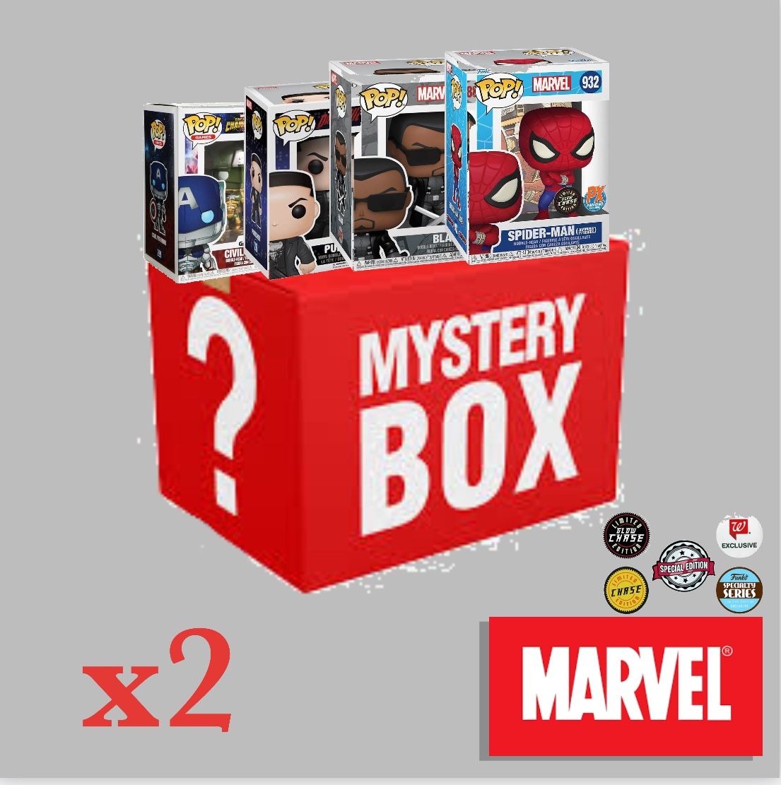 Marvel Funko Pop Mystery Box TWO (2) PACK-EXCLUSIVE GUARANTEED!