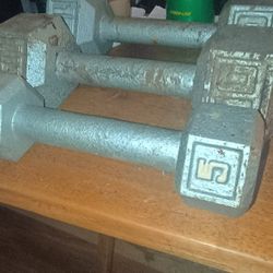 Metal Weights 2 Of Them Are 10 LBS 1 Is 5 LBS 