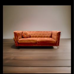 Pinkish orange Velour couch set