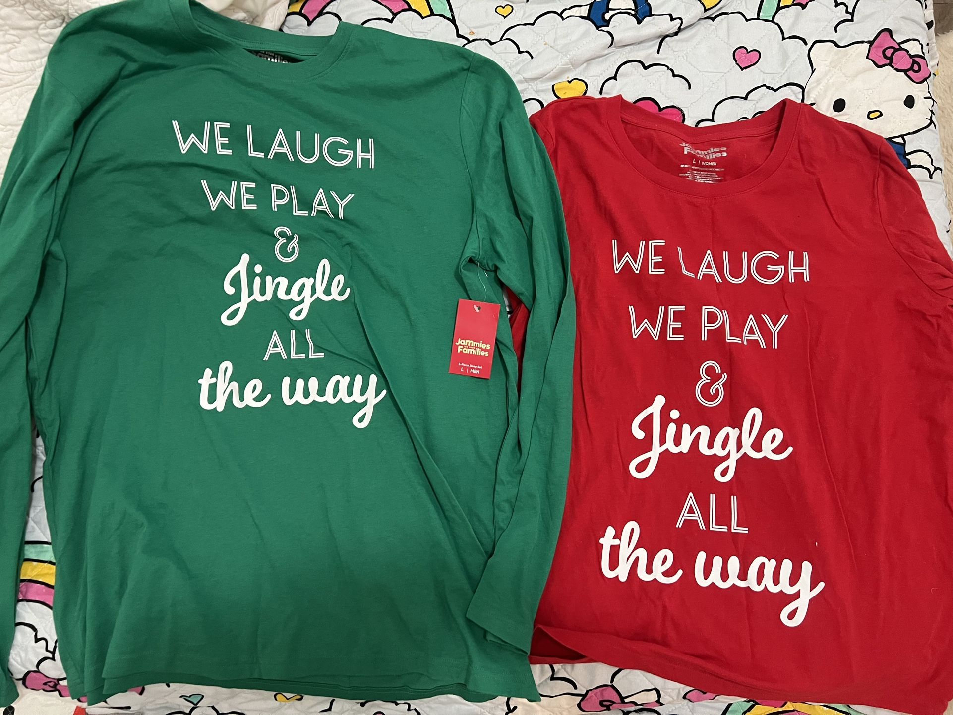 Size L his and hers Christmas pajama tops