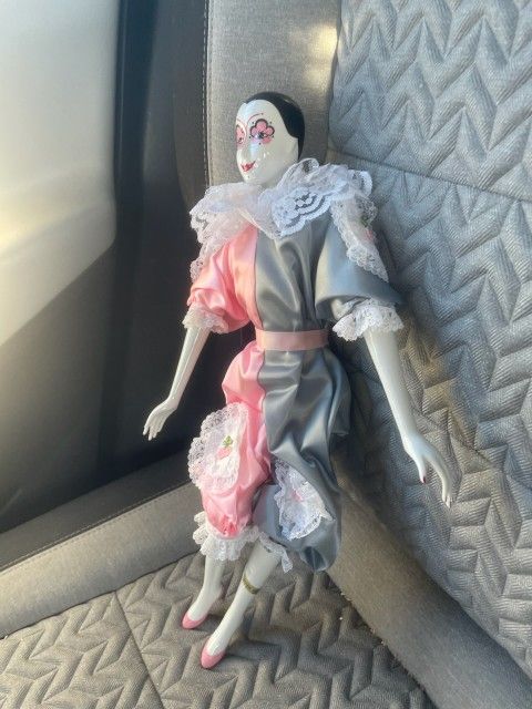 Vintage French Harlequin Porcelain Clown Doll