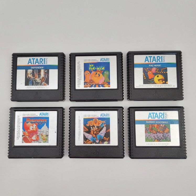 Lot Of 5 Atari 5200 Video Game Cartridges: Defender & Ms. Pac-Man, Pengo, Joust