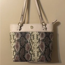 Anne Klein Neutral Snake Print Shoulder Tote Bag, Like New!