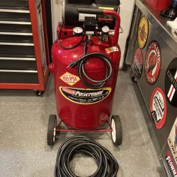 Air Compressor Coleman 6HP, 155psi, 27 Gallon with New 50ft Hose and Attachments Extra Clean 