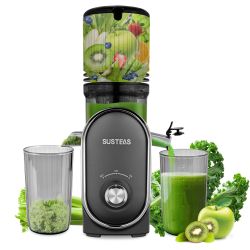 SUSTEAS Cold Press Juicer Machines, 5.3" Feed Chute(50oz Capacity), 300W Slow Masticating Juice Extractor for Whole Fruits and Vegetables, Automatic F