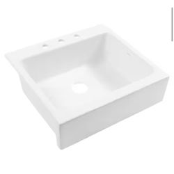 Josephine 26 in. 3-Hole Quick-Fit Farmhouse Apron Front Drop-in Single Bowl Crisp White Fireclay Kitchen Sink