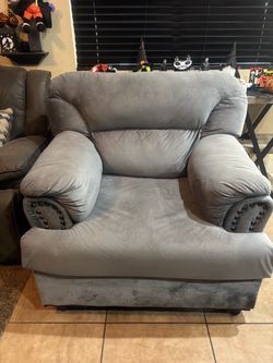 Gray Oversized Accent Chair with Nailhead Trim