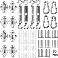 YOFIT 6 Inch Shade Sail Hardware Kit for Rectangle Triangle Shade Sail Installation, 304 Grade Stainless Steel for Outdoor Garden, 80 Pieces